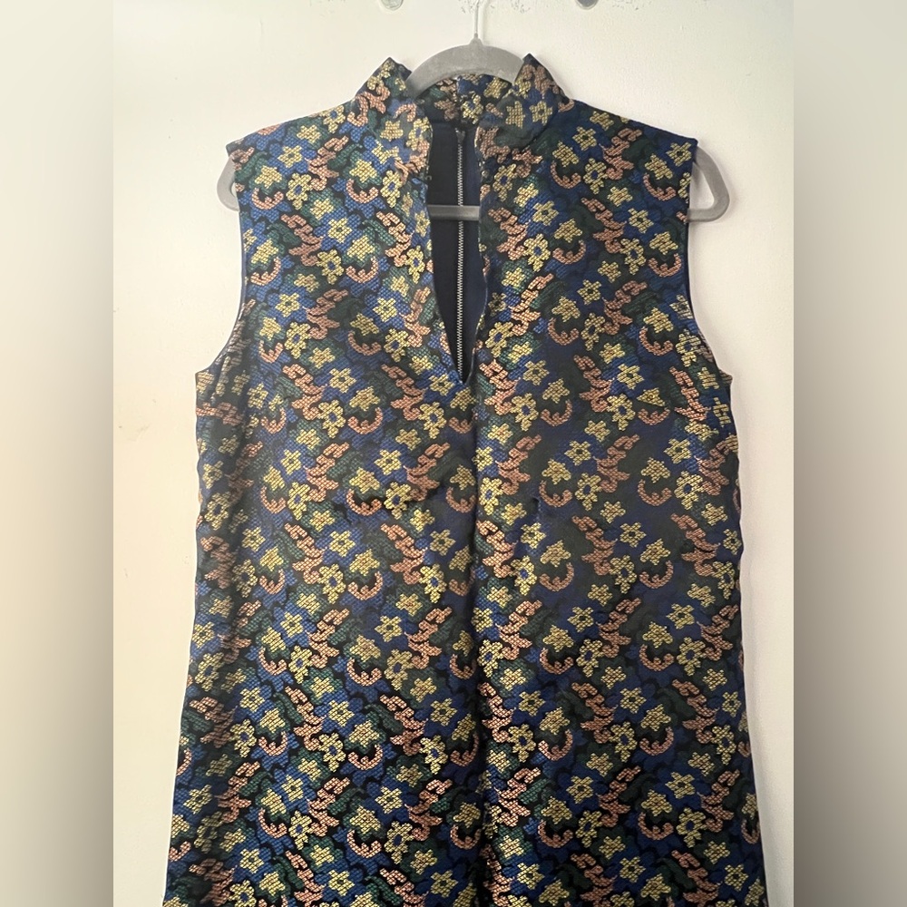 60s Vintage Sleeveless Brocade Maxi Dress